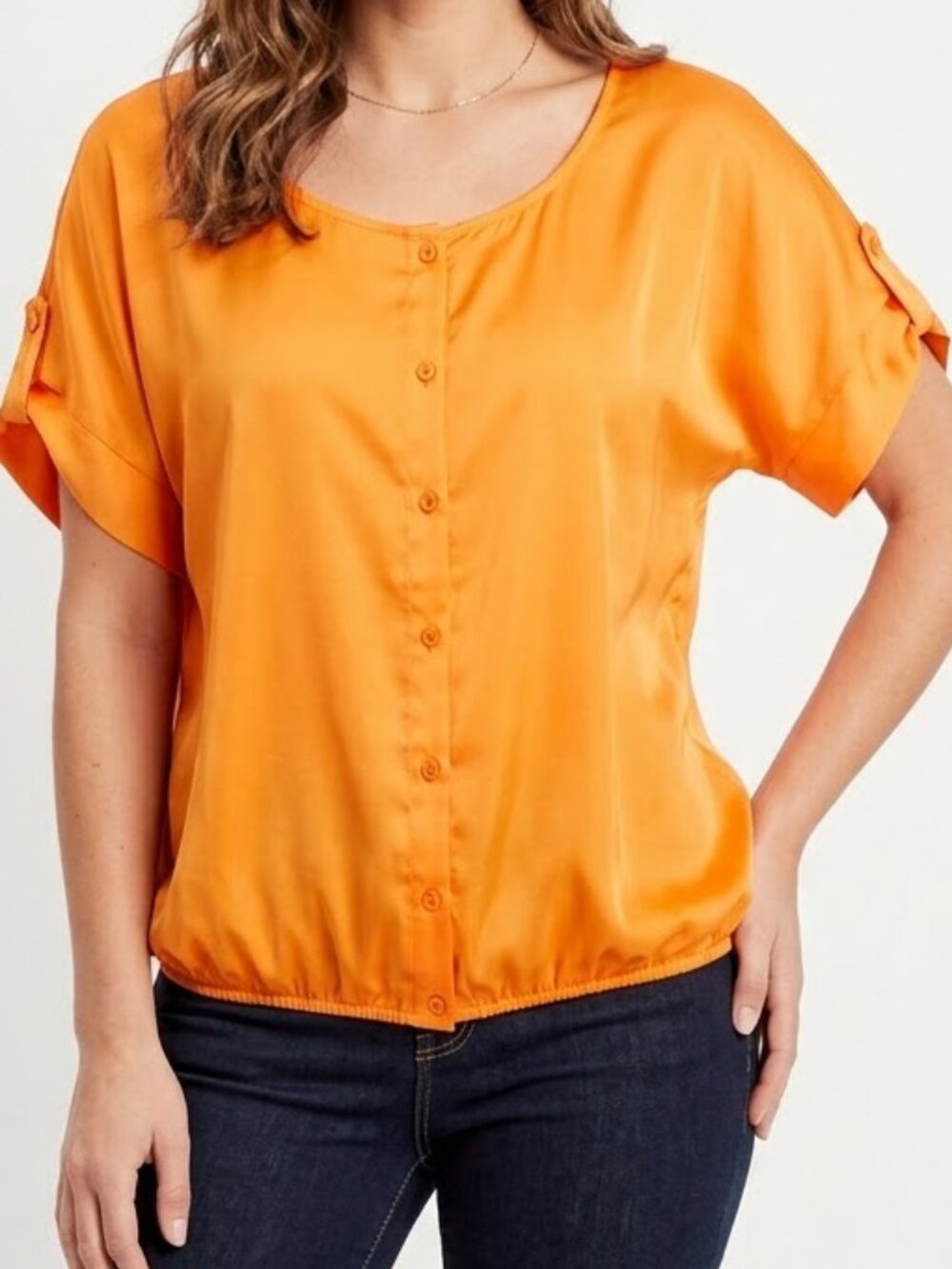 RW & Co. Marigold Button Front Relaxed Fit Blouse NEW- Sz. Sm